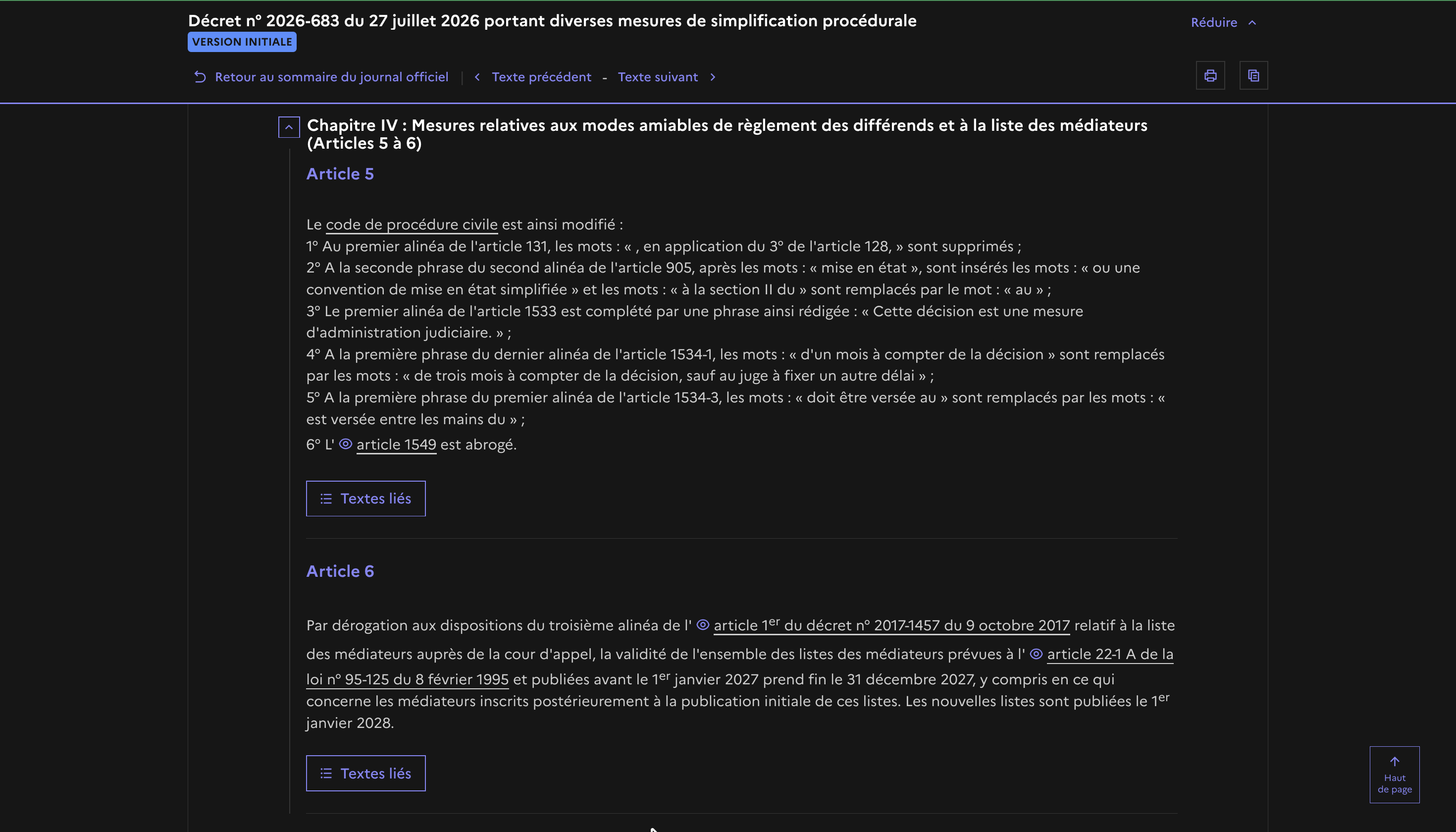 Décret n° 2026-683 : ce qui change dans la procédure civile amiable